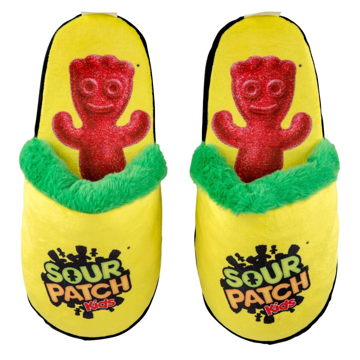 Sour Patch Kids Fuzzy Slippers (Medium Fits Mens 6-8 & Womens 7.5-10)