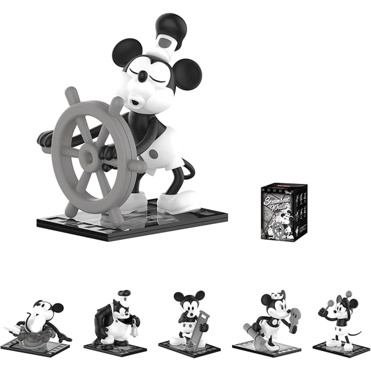 POP MART Disney Steamboat Willie Series Figures, Disney Blind Box Figures (Single Box)