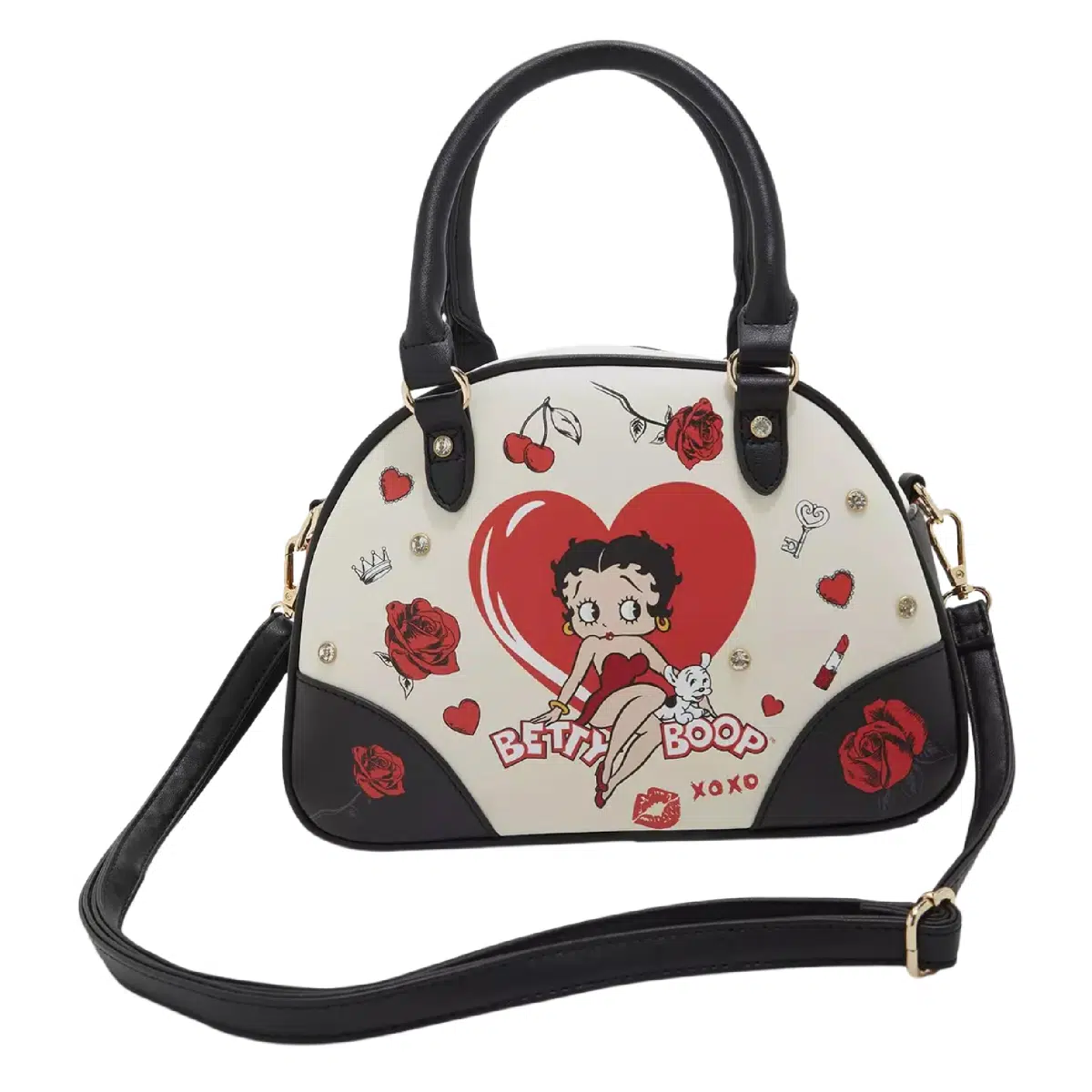Betty Boop Art Rhinestone Bowler Handbag