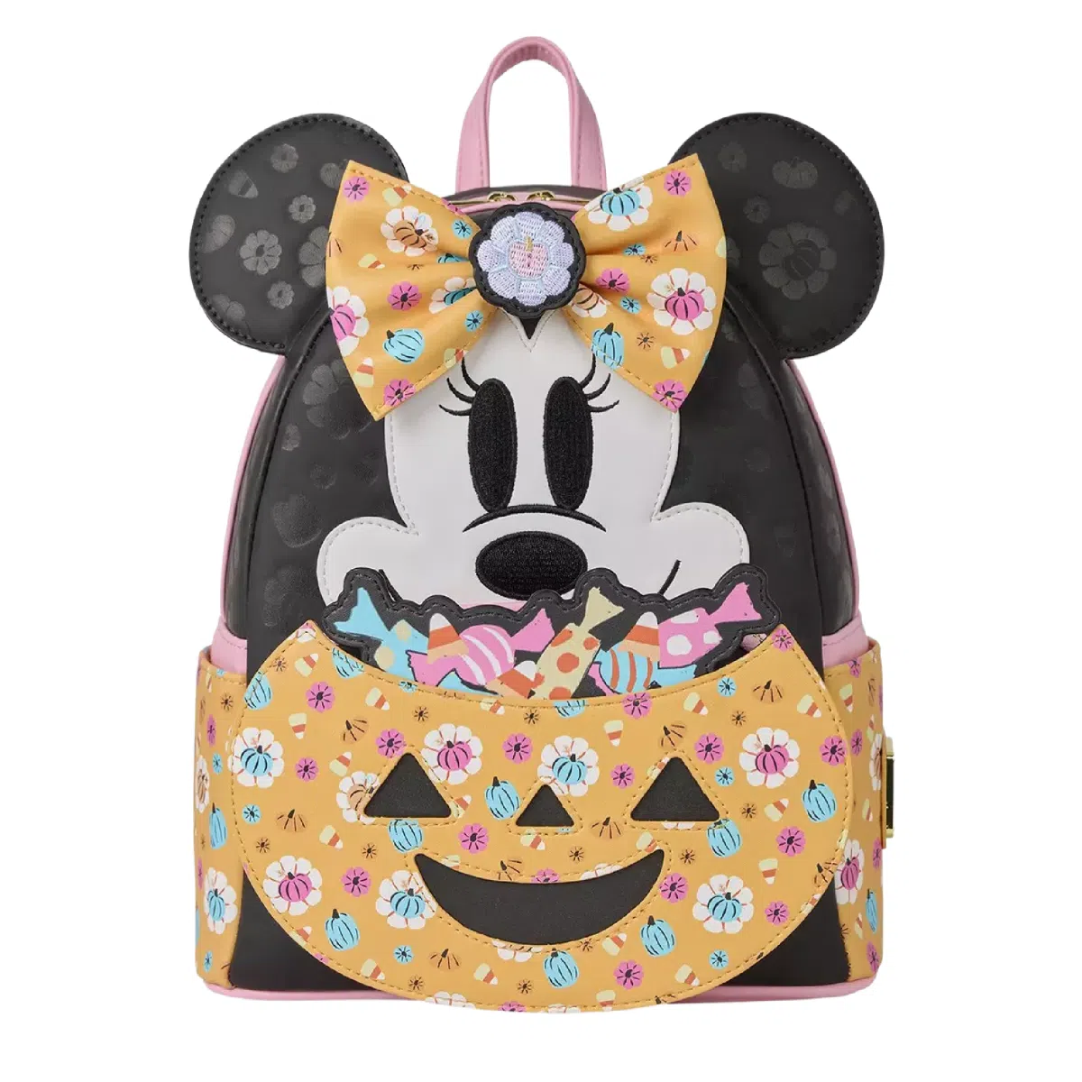 Loungefly Disney Minnie Mouse Floral Pumpkin Glow-in-the-Dark Figural Mini Backpack