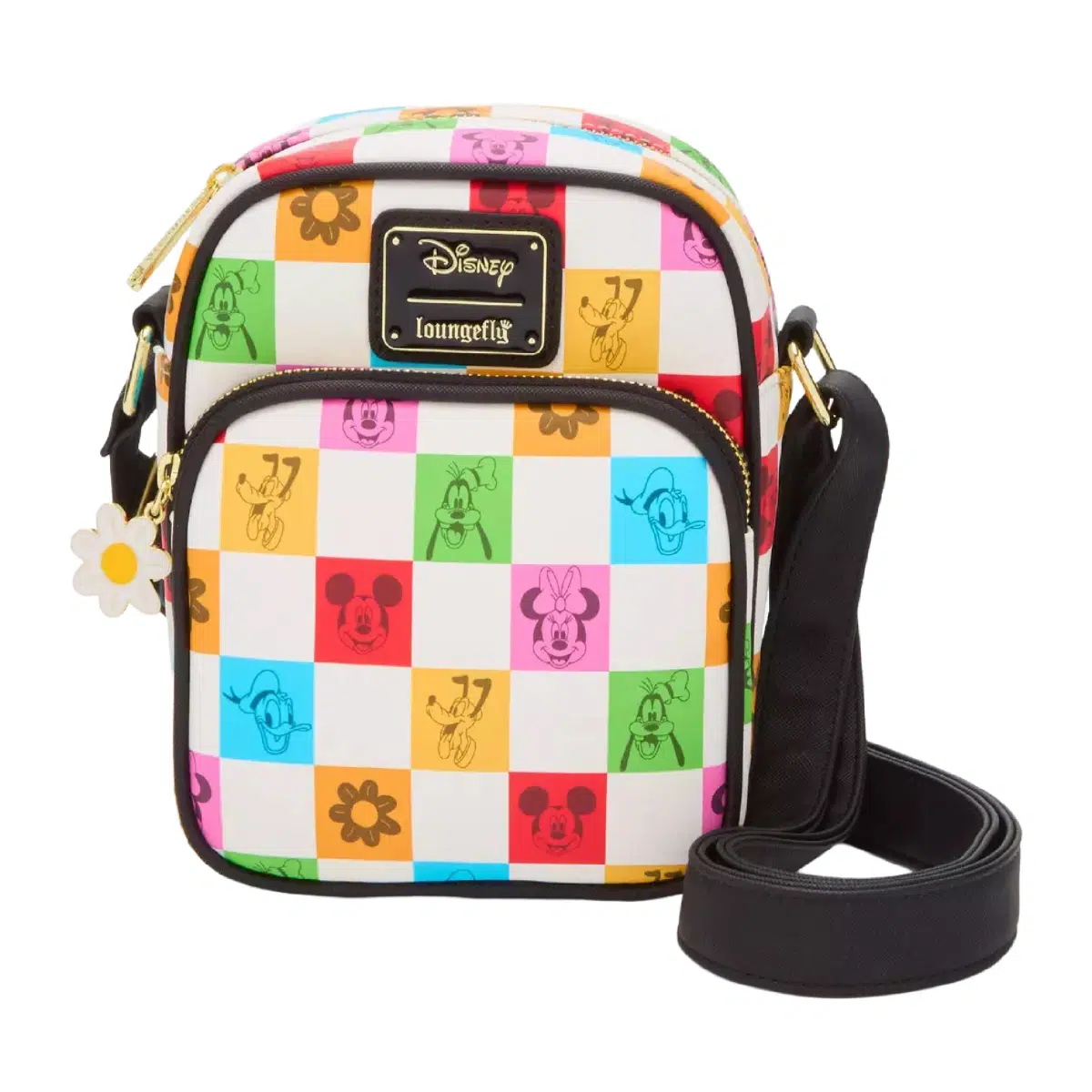 Loungefly Disney Mickey Mouse & Friends Floral Checkered Crossbody Bag