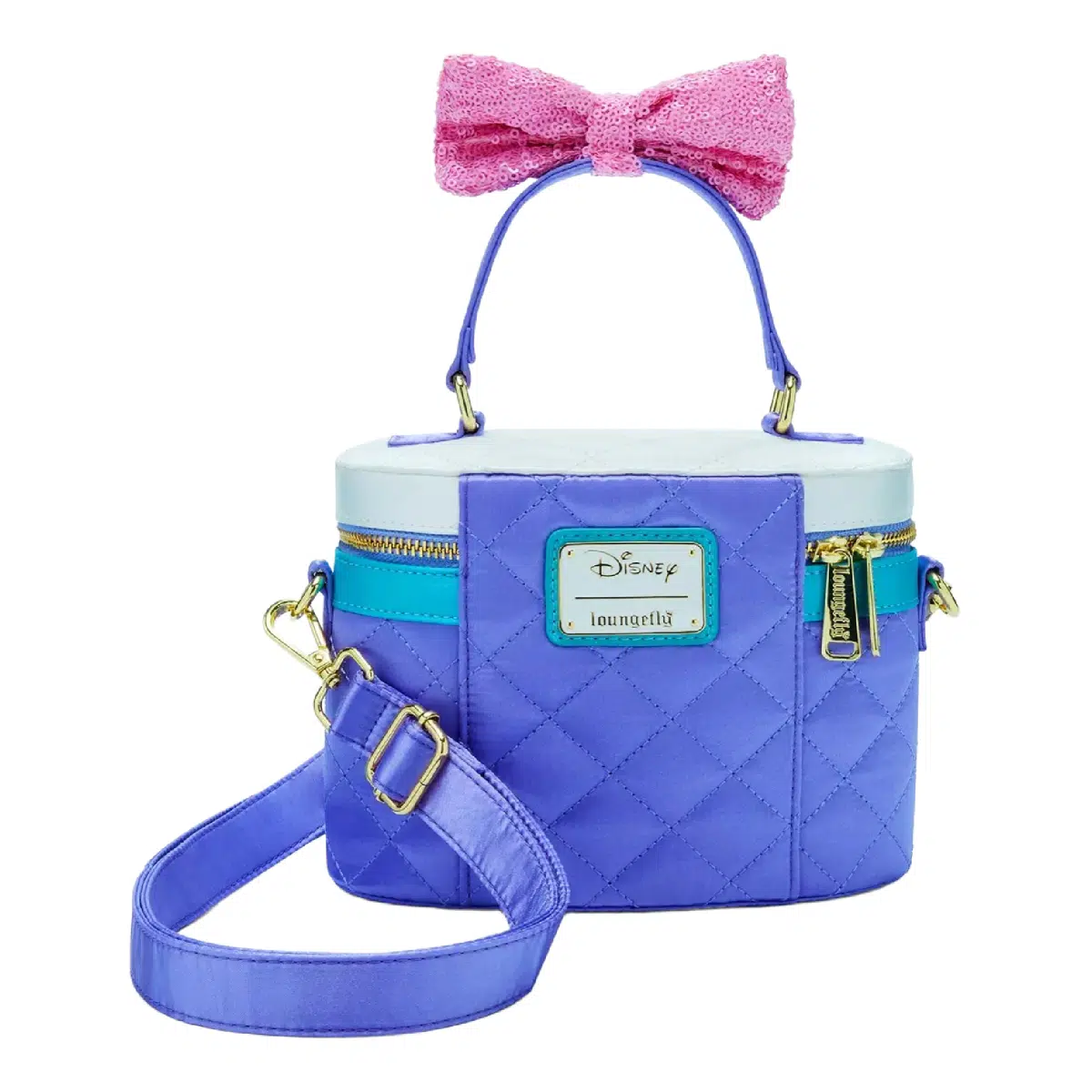 Loungefly Disney Daisy Duck 85th Anniversary Quilted Sequin Bow Crossbody Bag