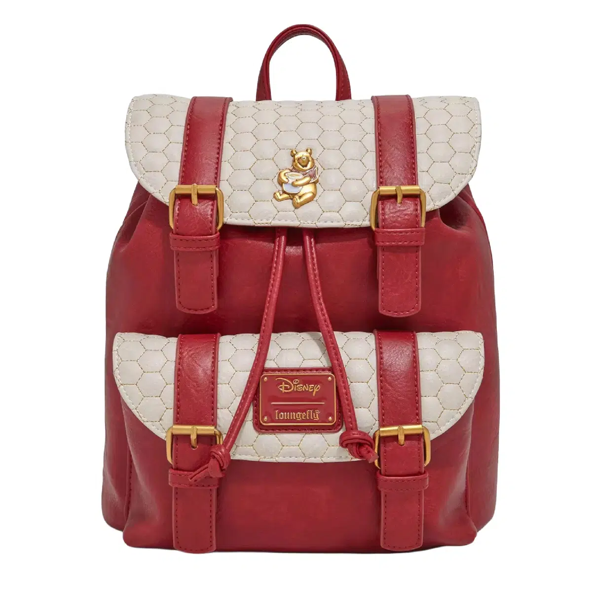 Loungefly Disney Winnie the Pooh Honeycomb Pattern Buckle Strap Mini Backpack