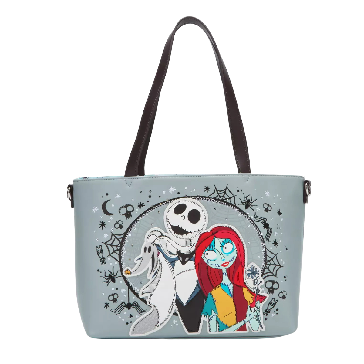 Loungefly Disney The Nightmare Before Christmas Jack, Sally, & Zero Sequin Tote Bag
