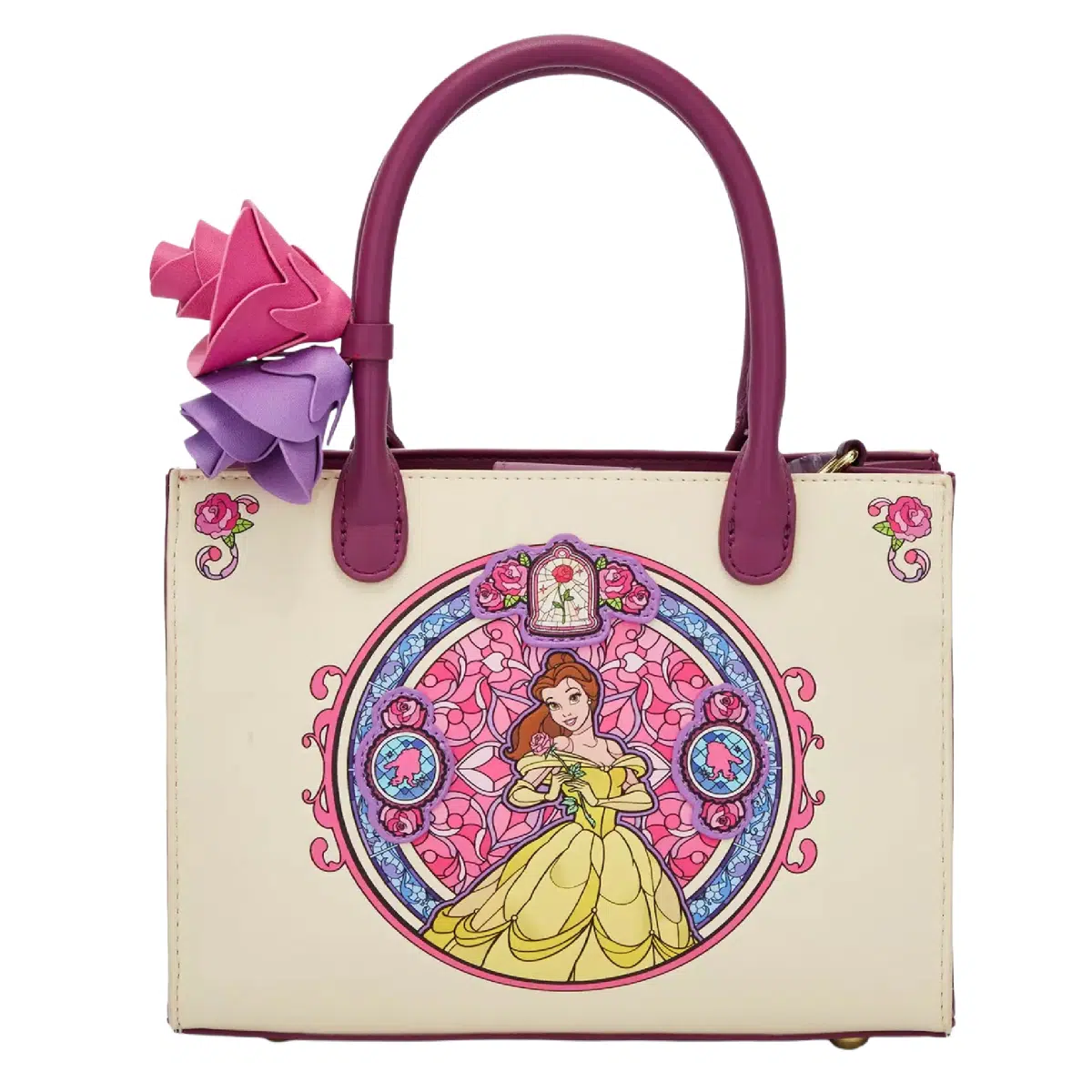 Loungefly Disney Beauty and the Beast Belle Stained Glass Portrait Crossbody Bag
