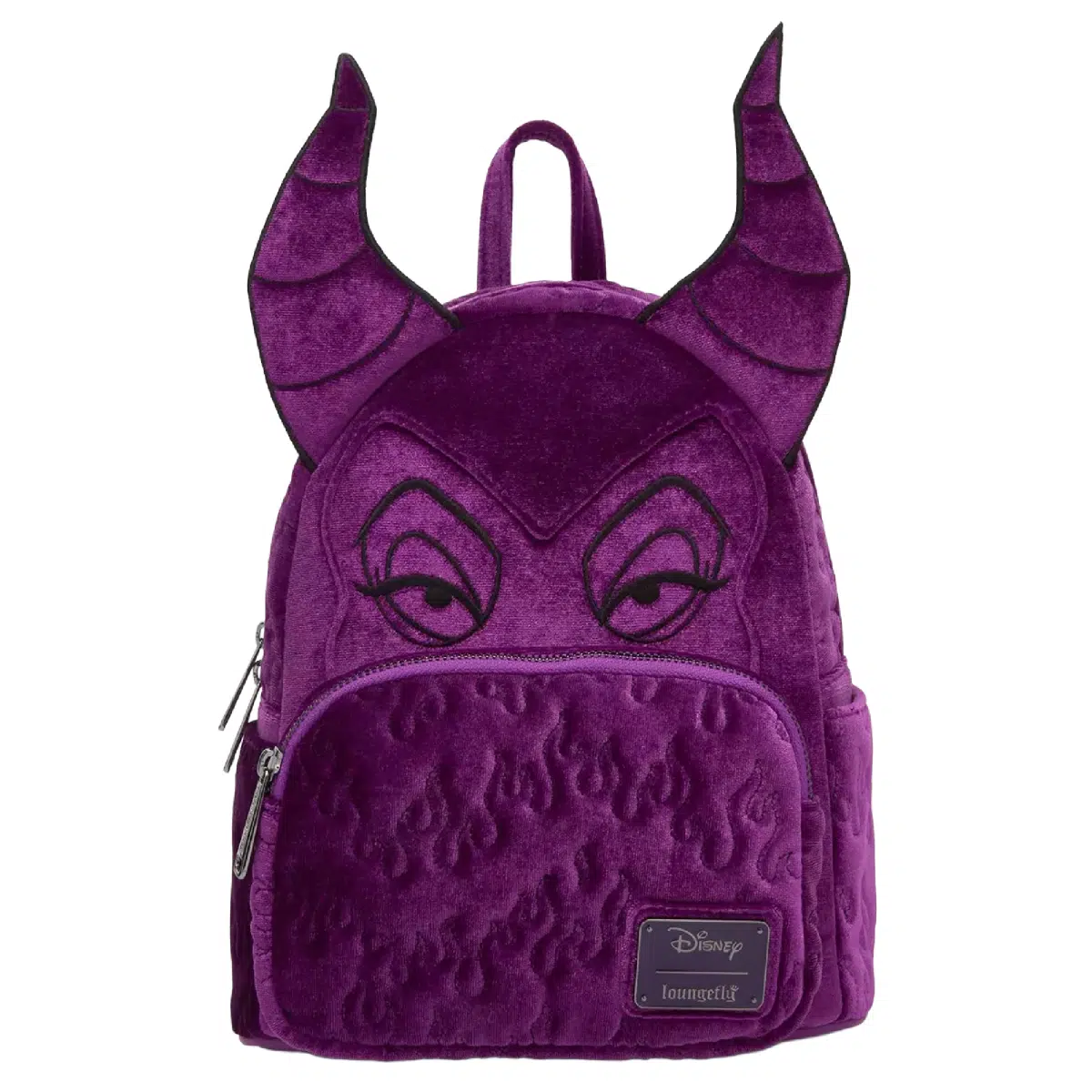 Loungefly Disney Sleeping Beauty Purple Velvet Maleficent Figural Mini Backpack