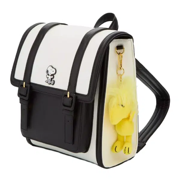 Peanuts Snoopy Black & White Mini Backpack with Woodstock Plush Charm