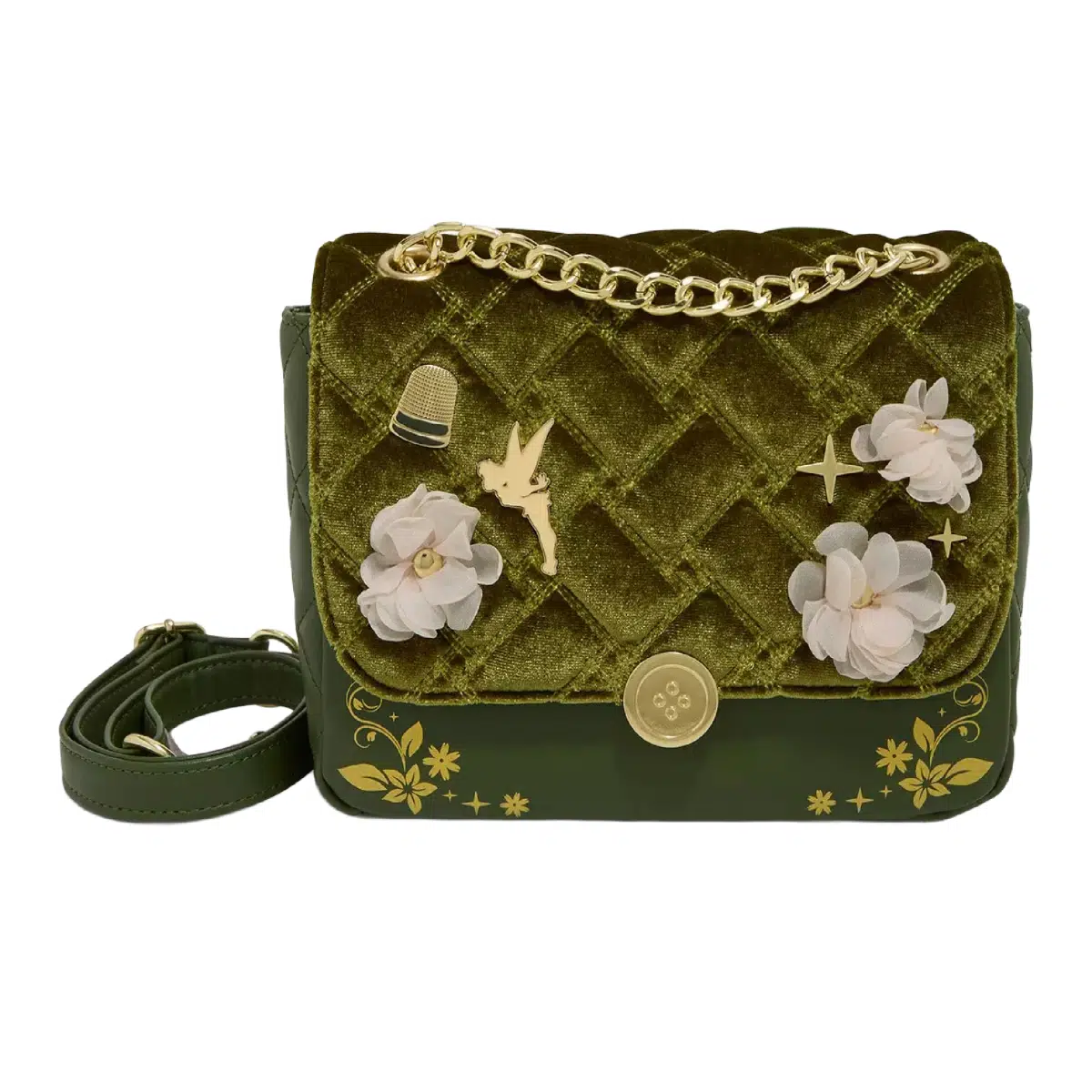 Loungefly Disney Peter Pan Tinker Bell Velvet Crossbody Bag