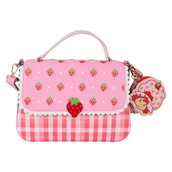 Loungefly Strawberry Shortcake Denim Gingham Crossbody Bag with Coin Bag