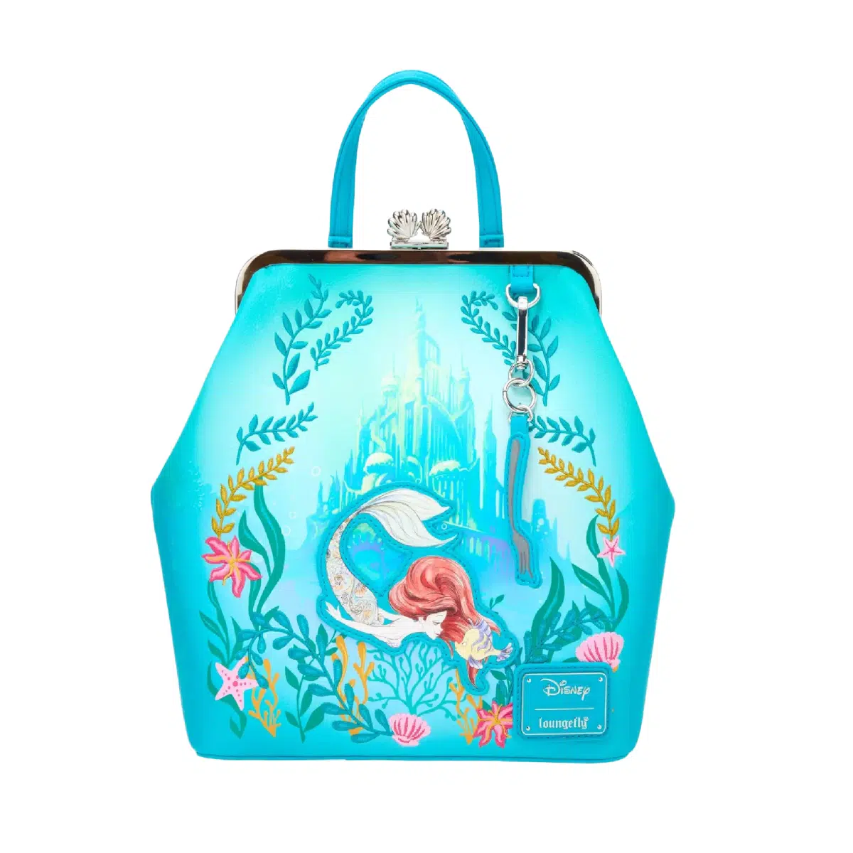 Loungefly Disney The Little Mermaid Ariel Floral Kisslock Mini Backpack