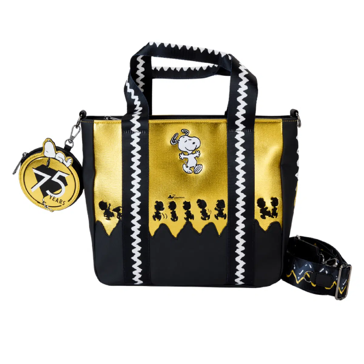 Loungefly Peanuts 75th Anniversary Snoopy & Gang Tote Crossbody Bag With Coin Bag