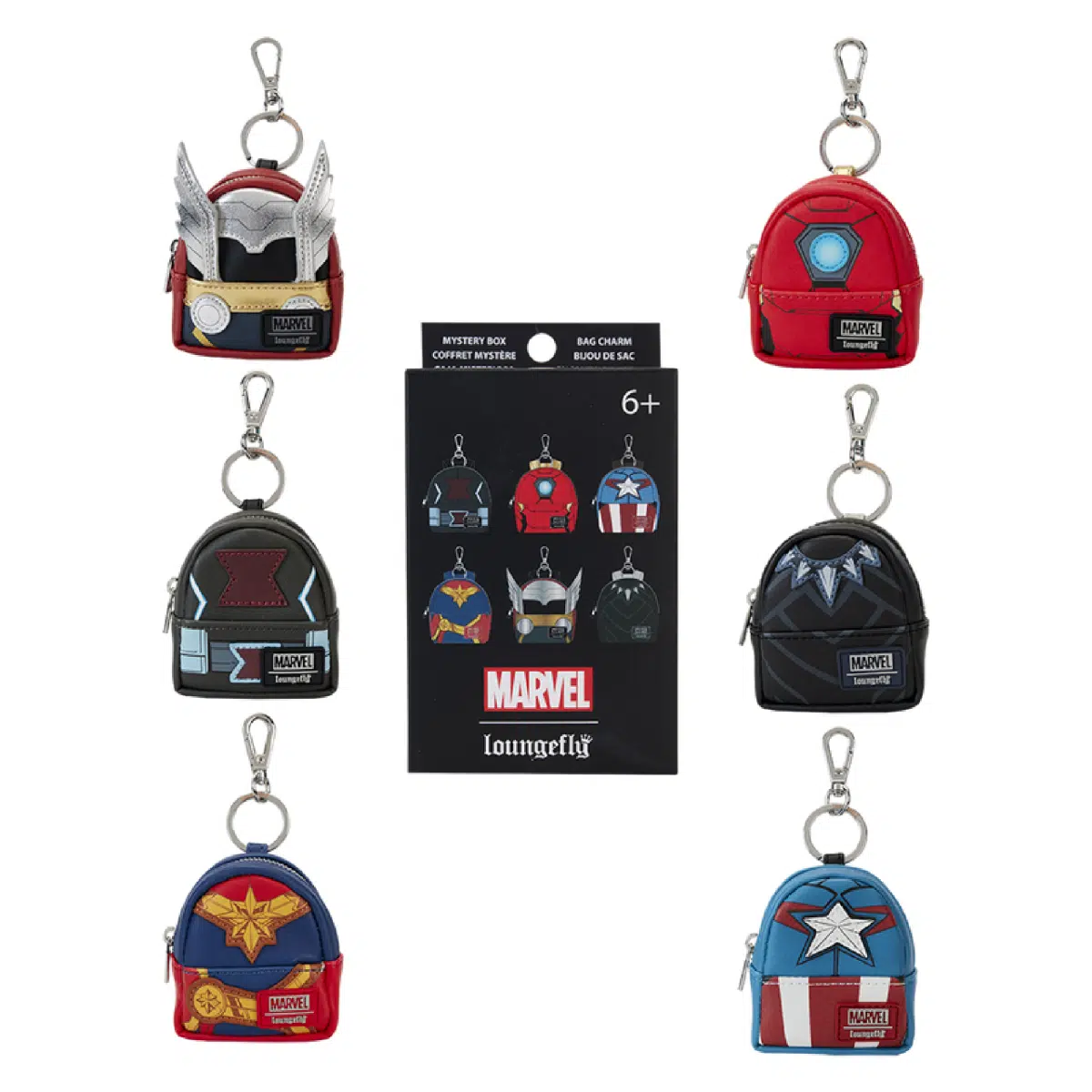 Loungefly Marvel Avengers Cosplay Mystery Mini Backpack Keychain Charm (1 Random Charm Per Box)