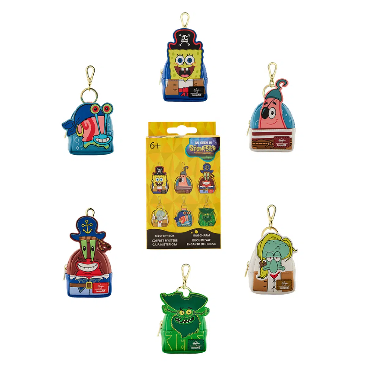 Loungefly SpongeBob SquarePants Cosplay Mystery Mini Backpack Keychain Charm (1 Random Charm Per Box)