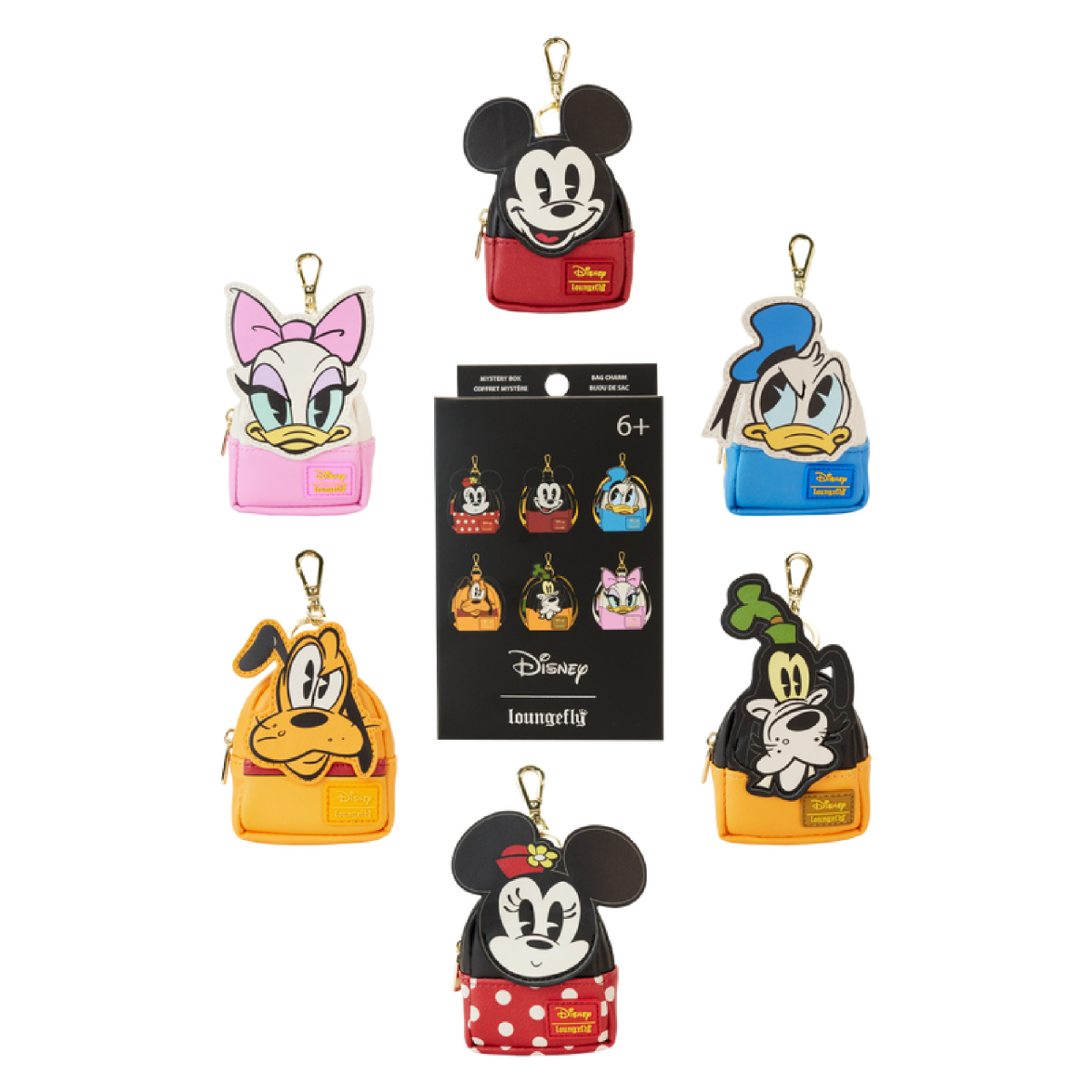 Loungefly Mickey & Friends Picnic Cosplay Mystery Mini Backpack Keychain Charm (1 Random Charm Per Box)