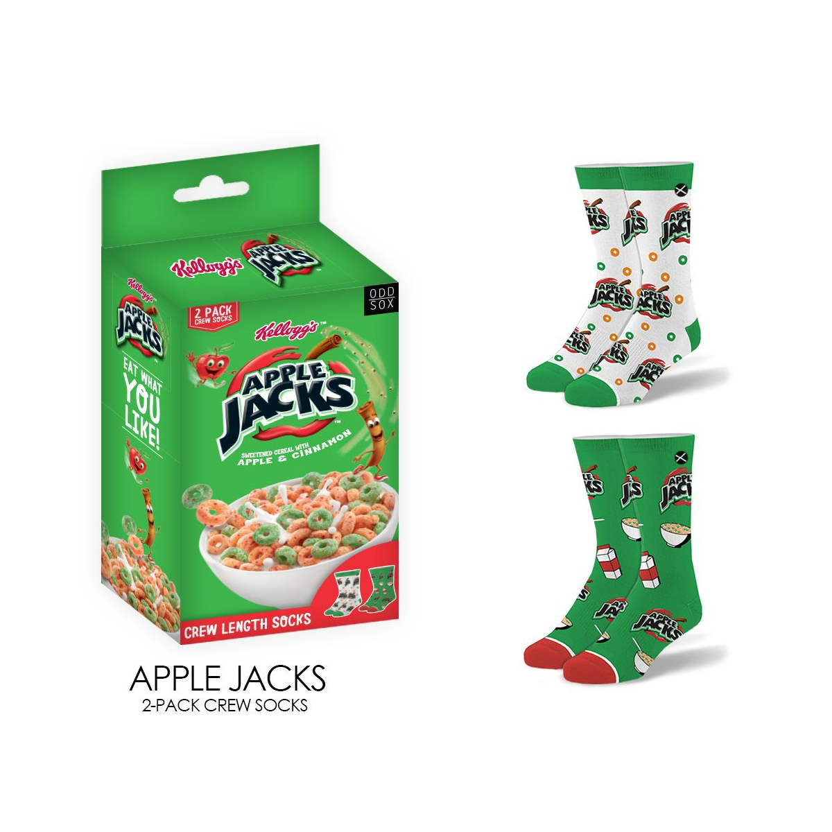 ODDMART Apple Jacks 2-Pack (Size L Fits: Mens 8-12 / Womens 10-13)