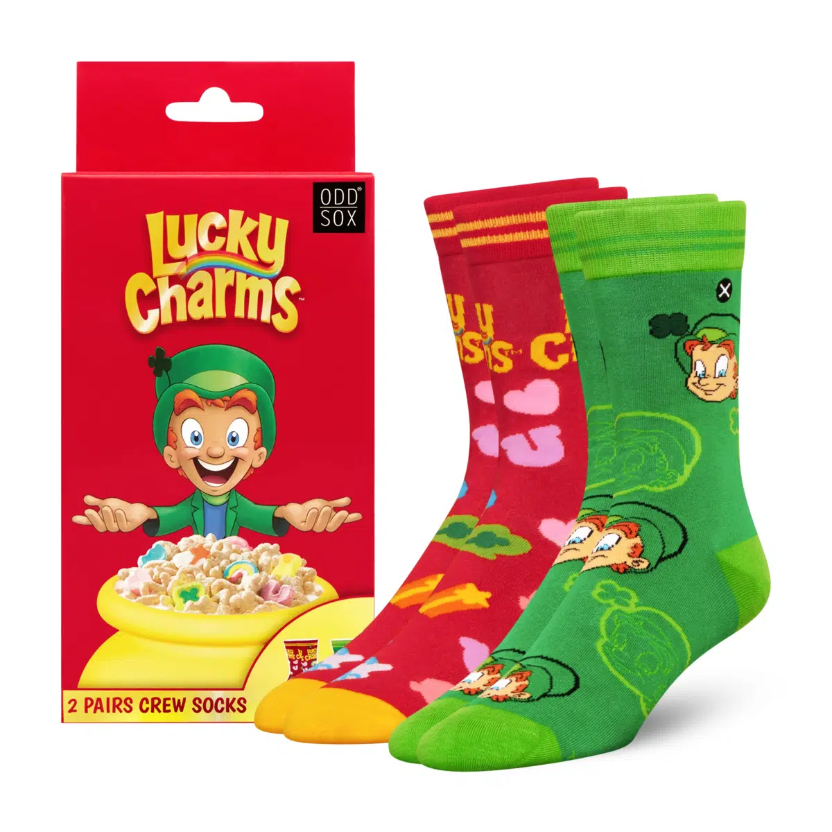 ODDMART Lucky Charms Crew Socks 2-Pack (Size L Fits: Mens 8-12 / Womens 10-13)