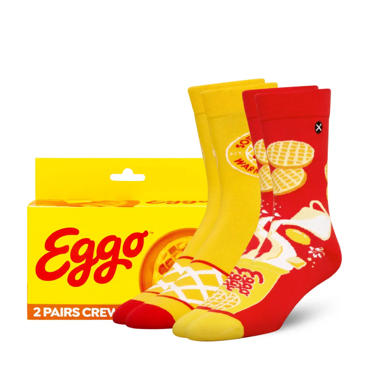 ODDMART Eggo Crew Socks 2-Pack (Size L Fits: Mens 8-12 / Womens 10-13)