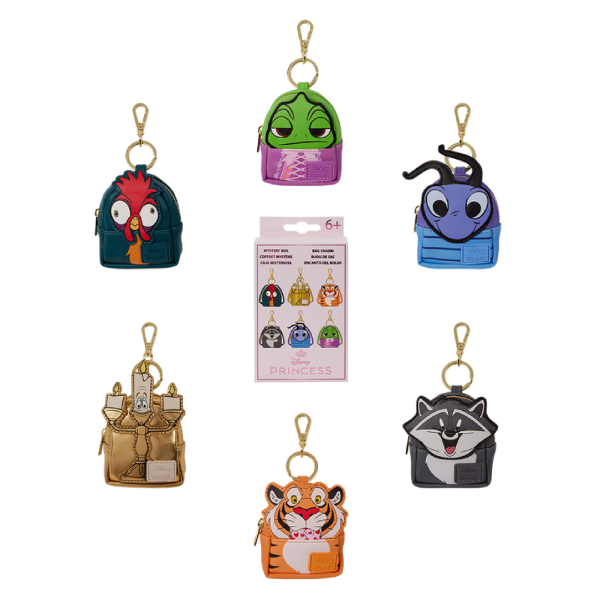 Loungefly Disney Princess Sidekicks Cosplay Mystery Mini Backpack Keychain Charm (1 Random Charm Per Box)