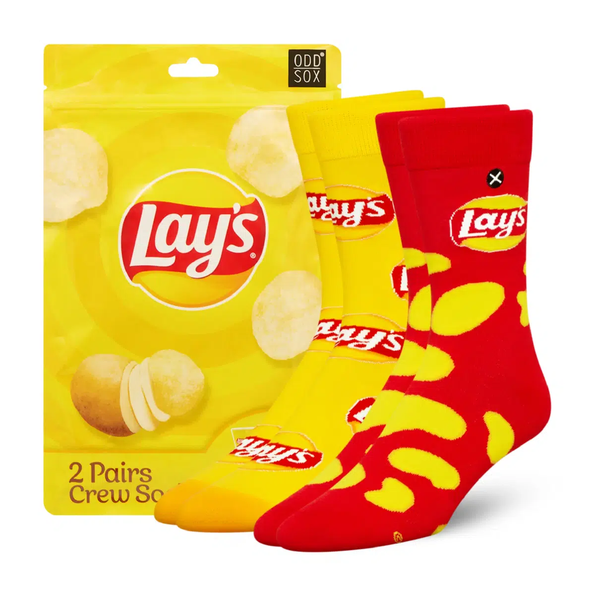 ODDMART Lay's Classic Crew Socks 2-Pack (Size L Fits: Mens 8-12 / Womens 10-13)