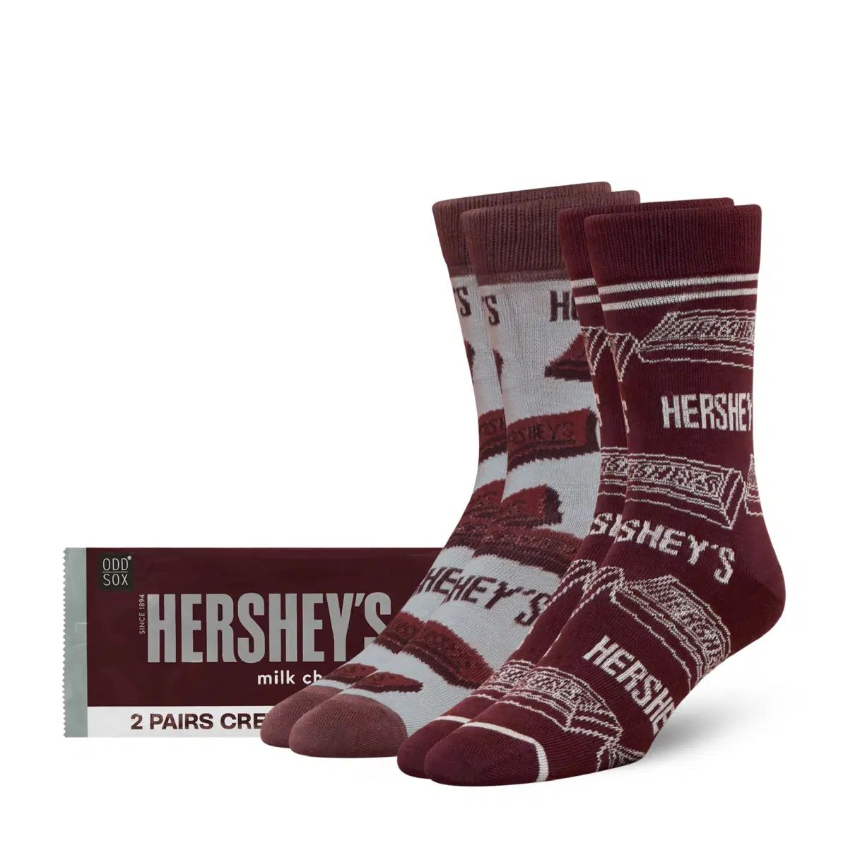 ODDMART Hershey's Crew Socks 2-Pack (Size L Fits: Mens 8-12 / Womens 10-13)