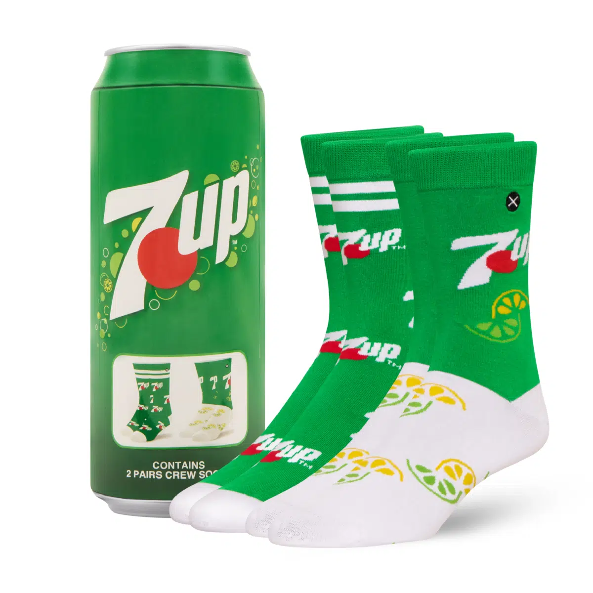 ODDMART 7UP Crew Socks 2-Pack (Size L Fits: Mens 8-12 / Womens 10-13)