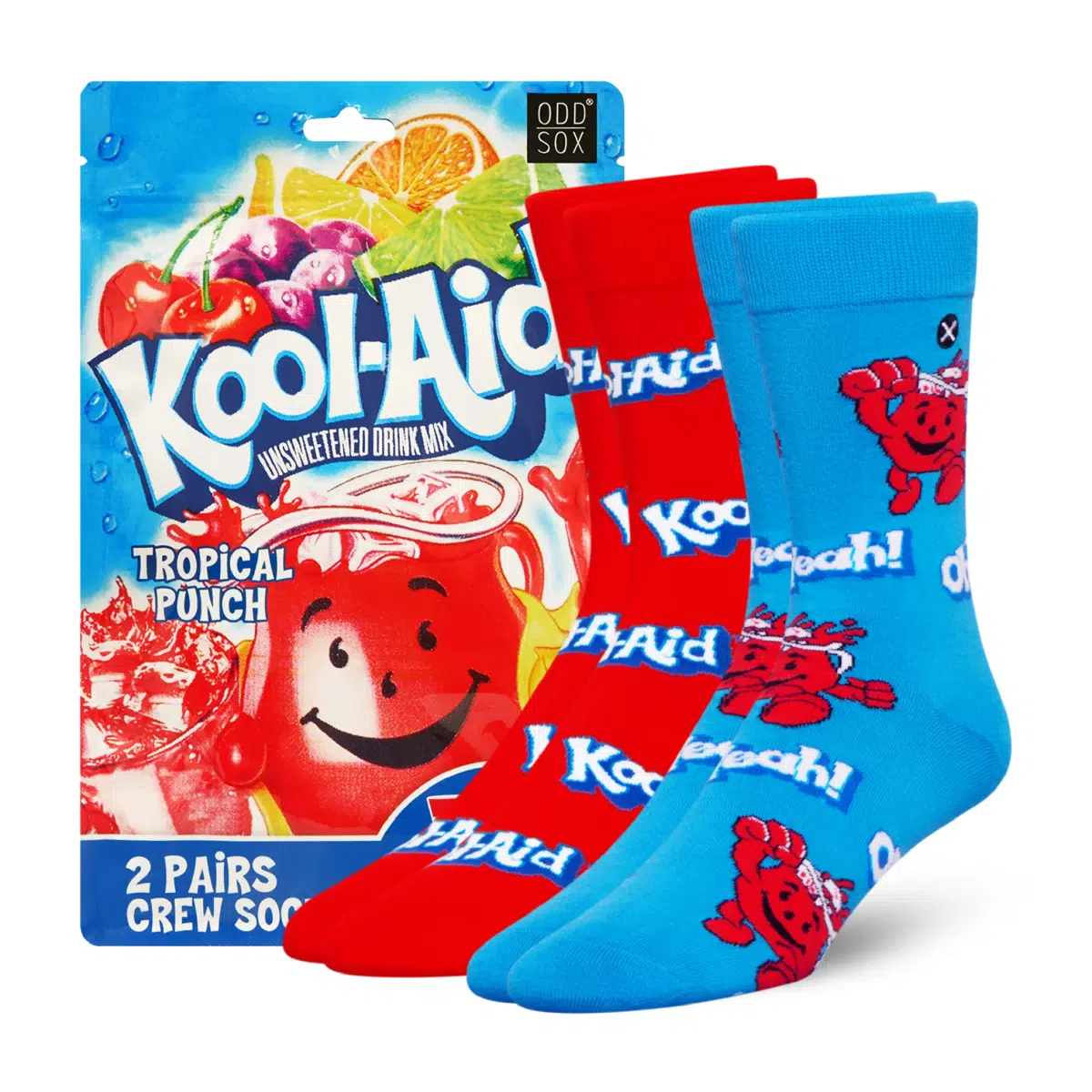 ODDMART Kool-Aid Crew Socks 2-Pack (Size L Fits: Mens 8-12 / Womens 10-13)