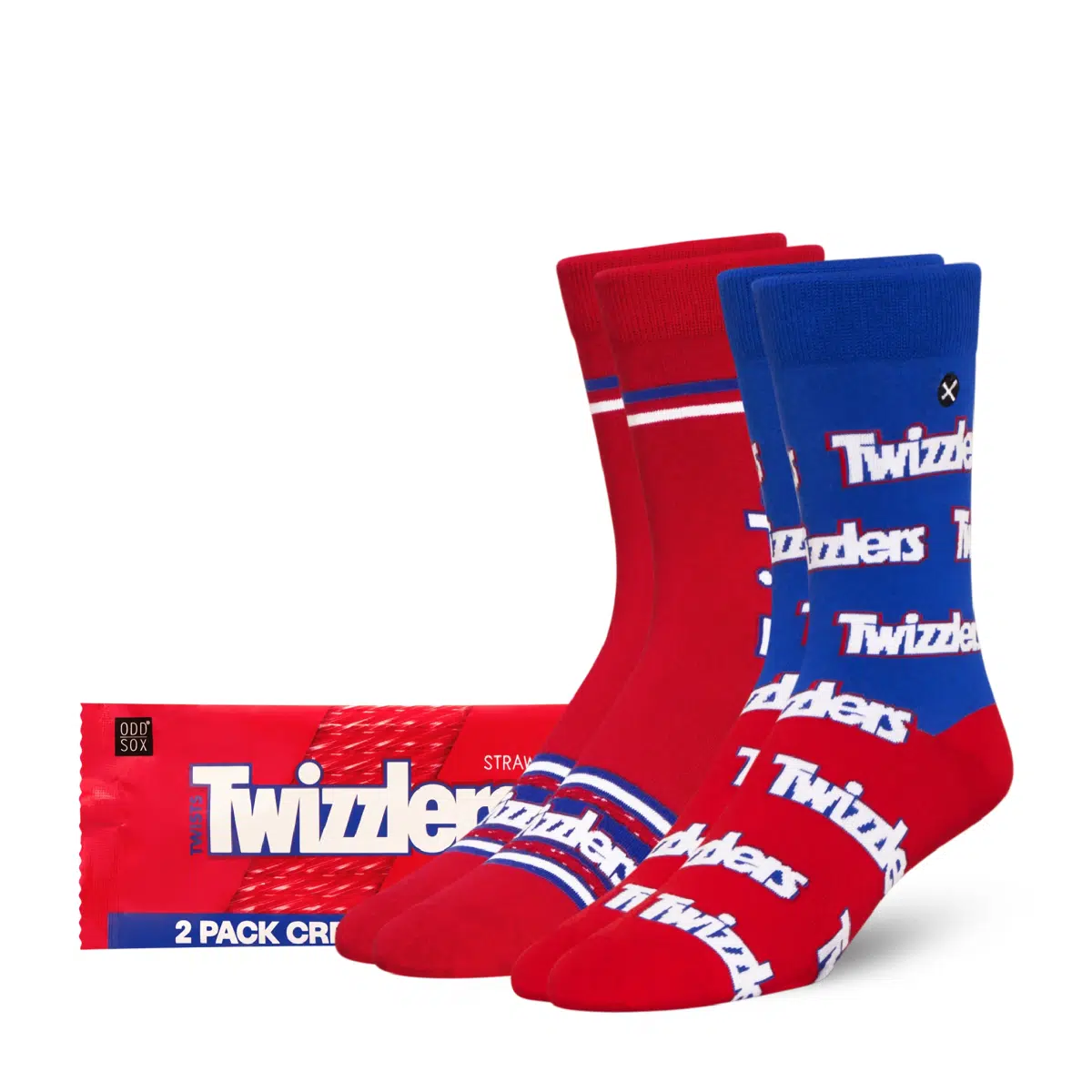 ODDMART Twizzlers Crew Socks 2-Pack (Size L Fits: Mens 8-12 / Womens 10-13)