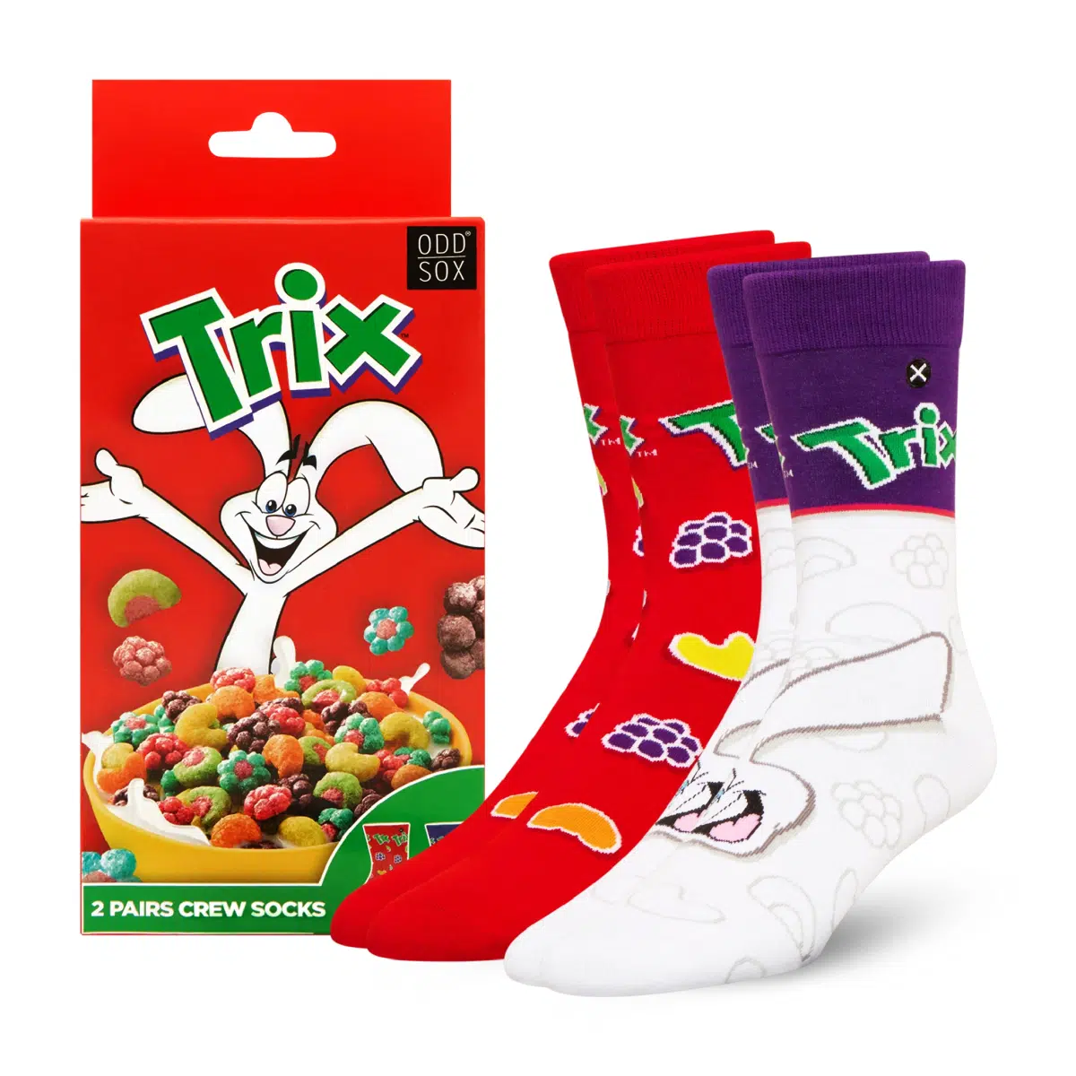 ODDMART Trix Crew Socks 2-Pack (Size L Fits: Mens 8-12 / Womens 10-13)