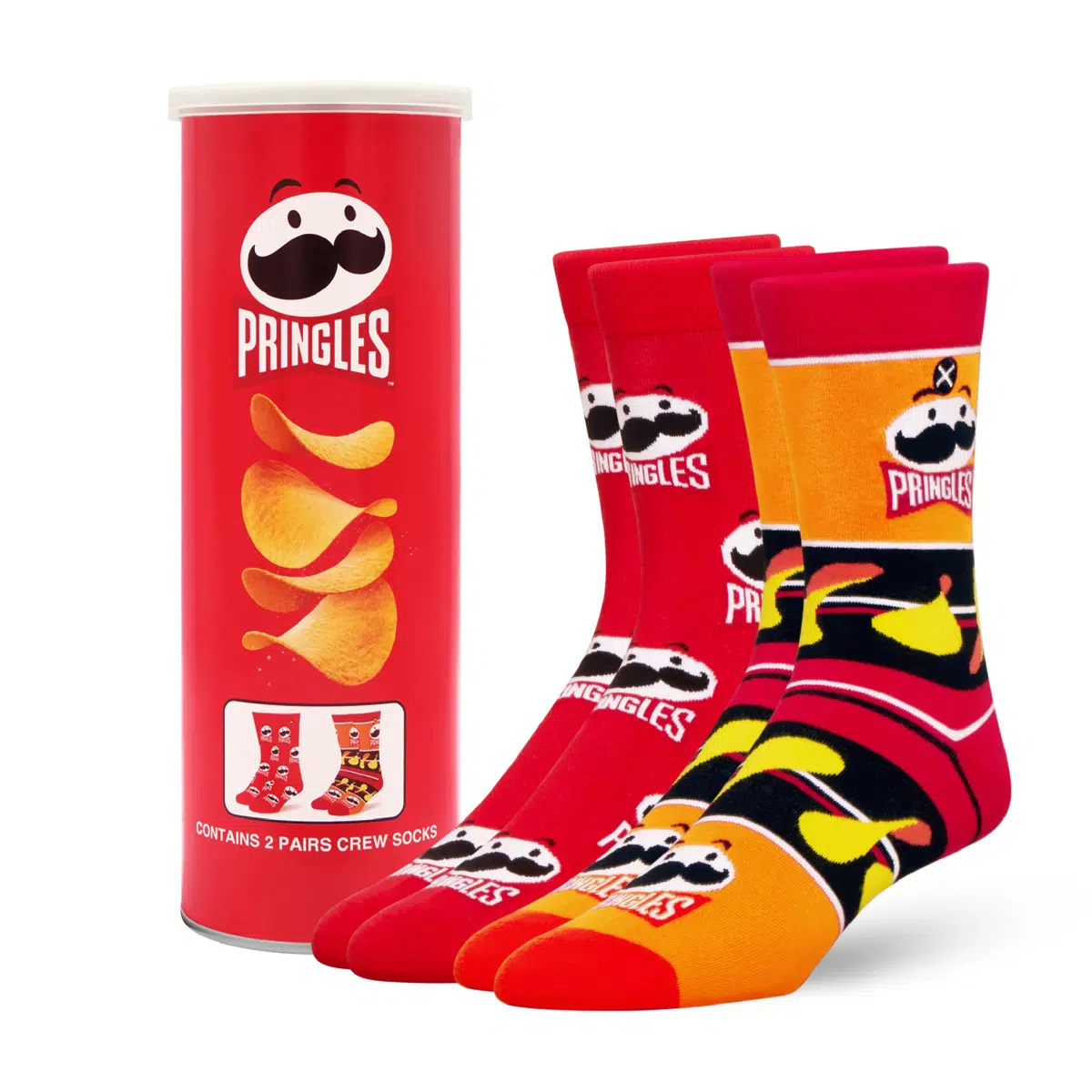 ODDMART Pringles Crew Socks 2-Pack (Size L Fits: Mens 8-12 / Womens 10-13)