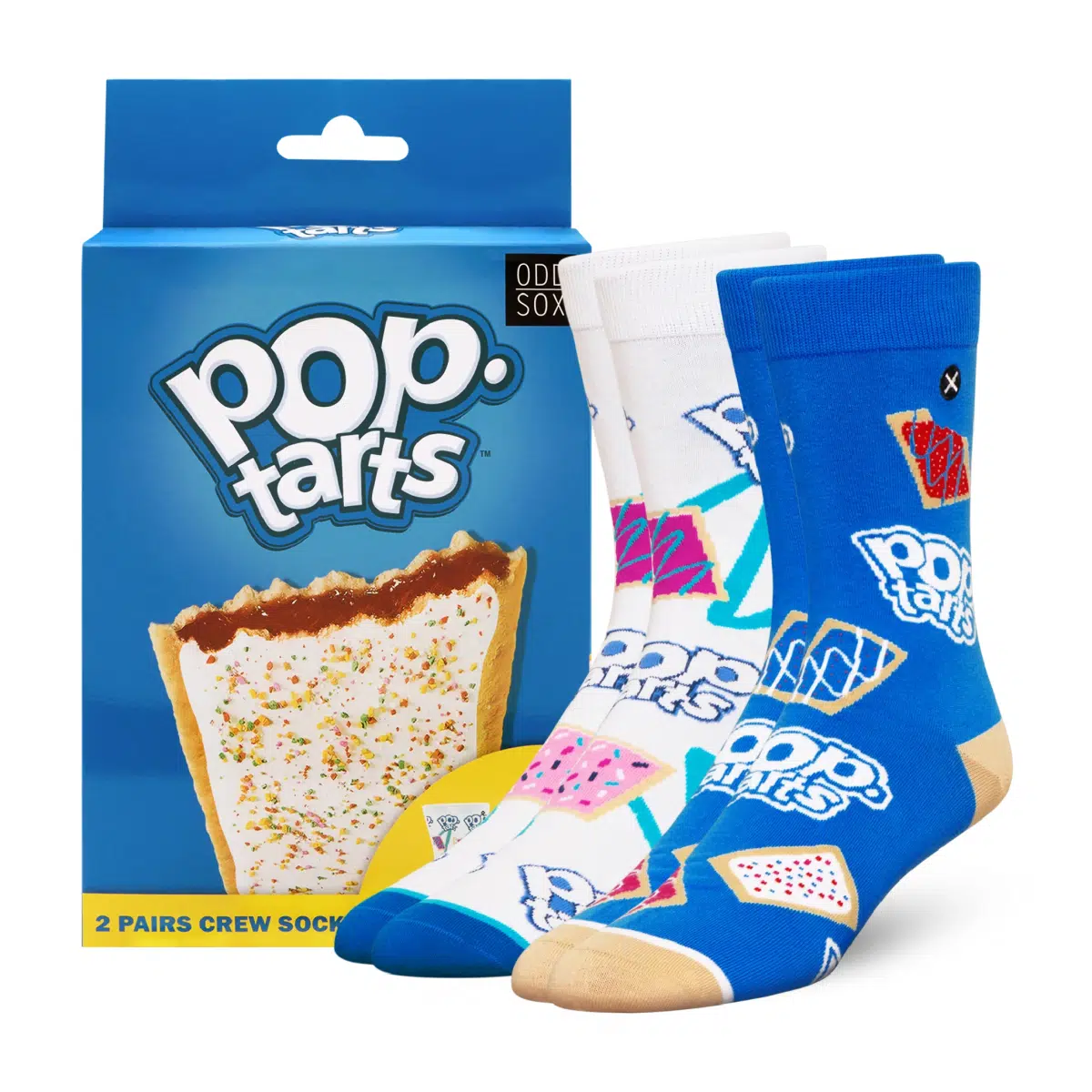 ODDMART Pop-Tarts Crew Socks 2-Pack (Size L Fits: Mens 8-12 / Womens 10-13)
