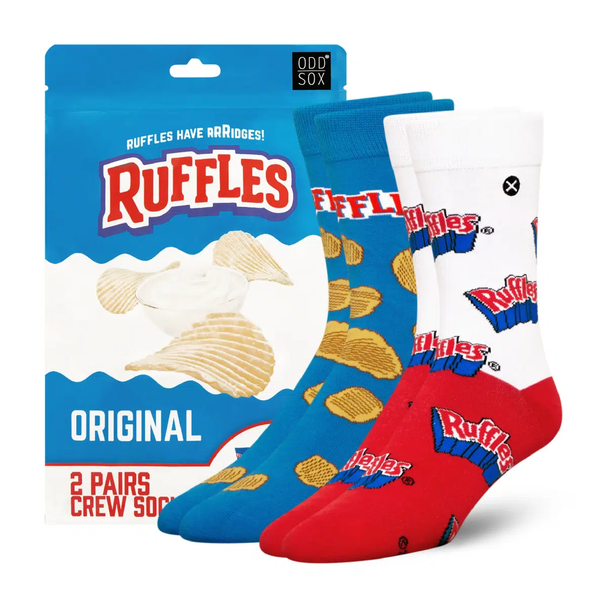 ODDMART Ruffles Crew Socks 2-Pack (Size L Fits: Mens 8-12 / Womens 10-13)
