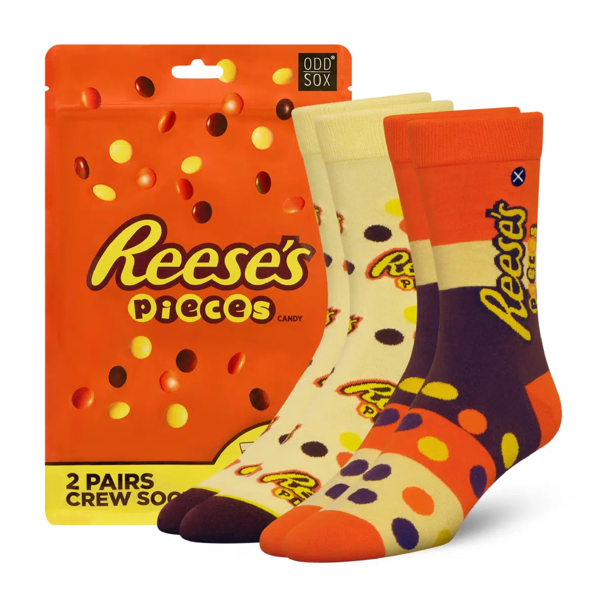 ODDMART Reese's Pieces Crew Socks 2-Pack (Size L Fits: Mens 8-12 / Womens 10-13)