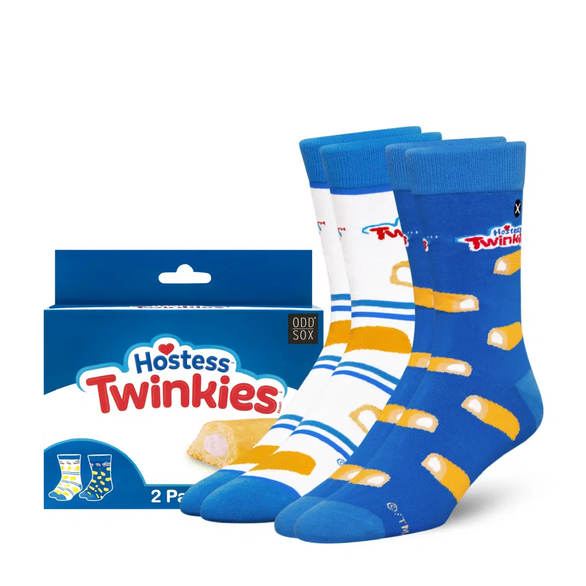ODDMART Twinkies Crew Socks 2-Pack (Size L Fits: Mens 8-12 / Womens 10-13)