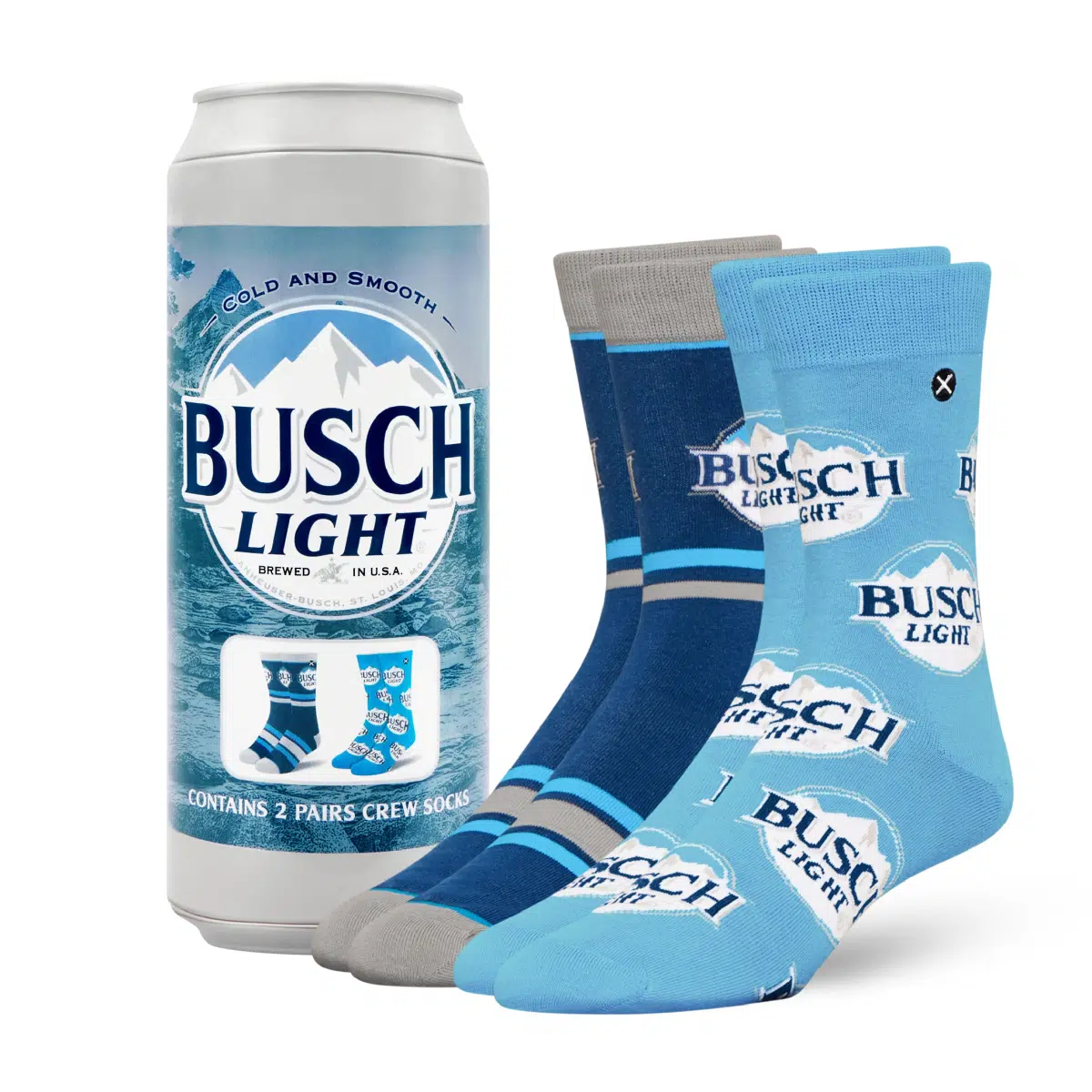 ODDMART Busch Light Crew Socks 2-Pack (Size L Fits: Mens 8-12 / Womens 10-13)