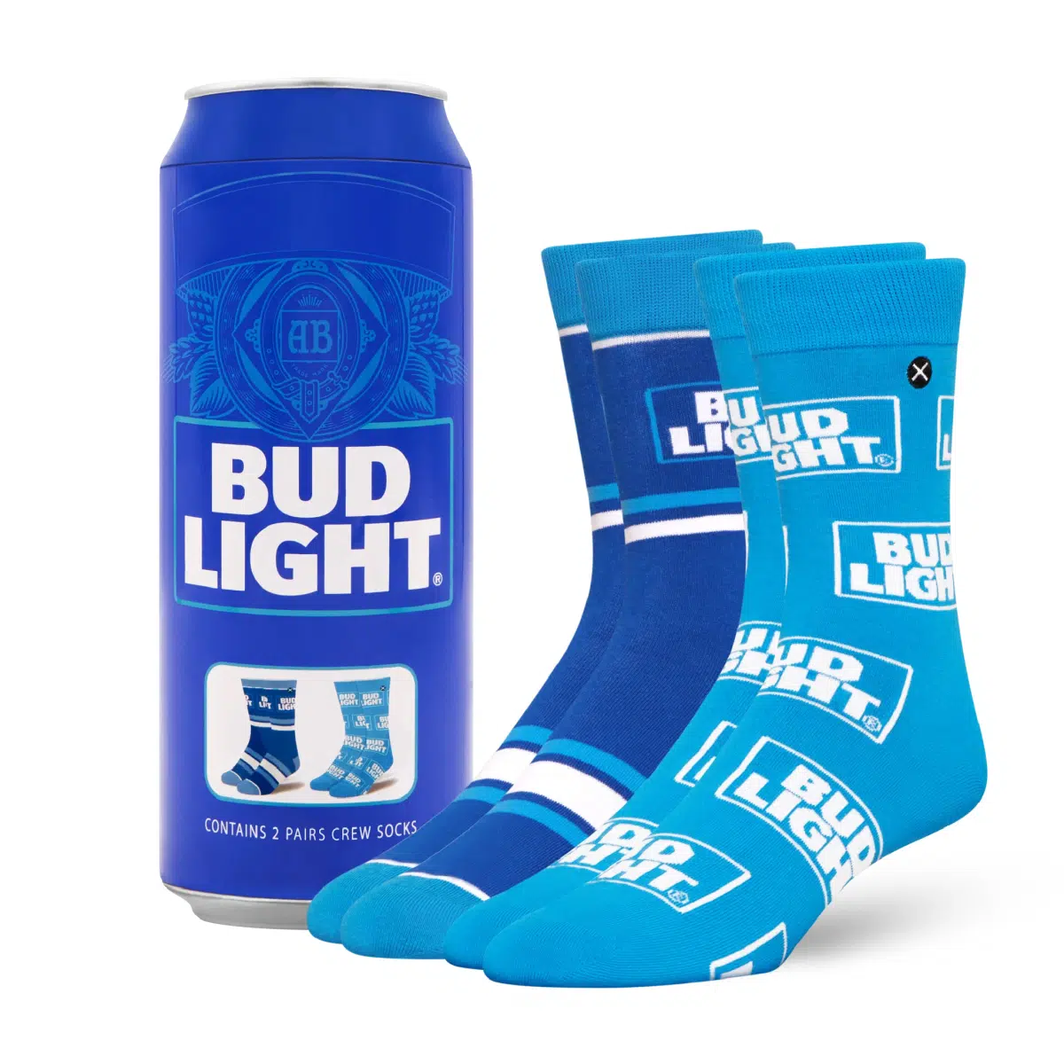 ODDMART Bud Light Crew Socks 2-Pack (Size L Fits: Mens 8-12 / Womens 10-13)