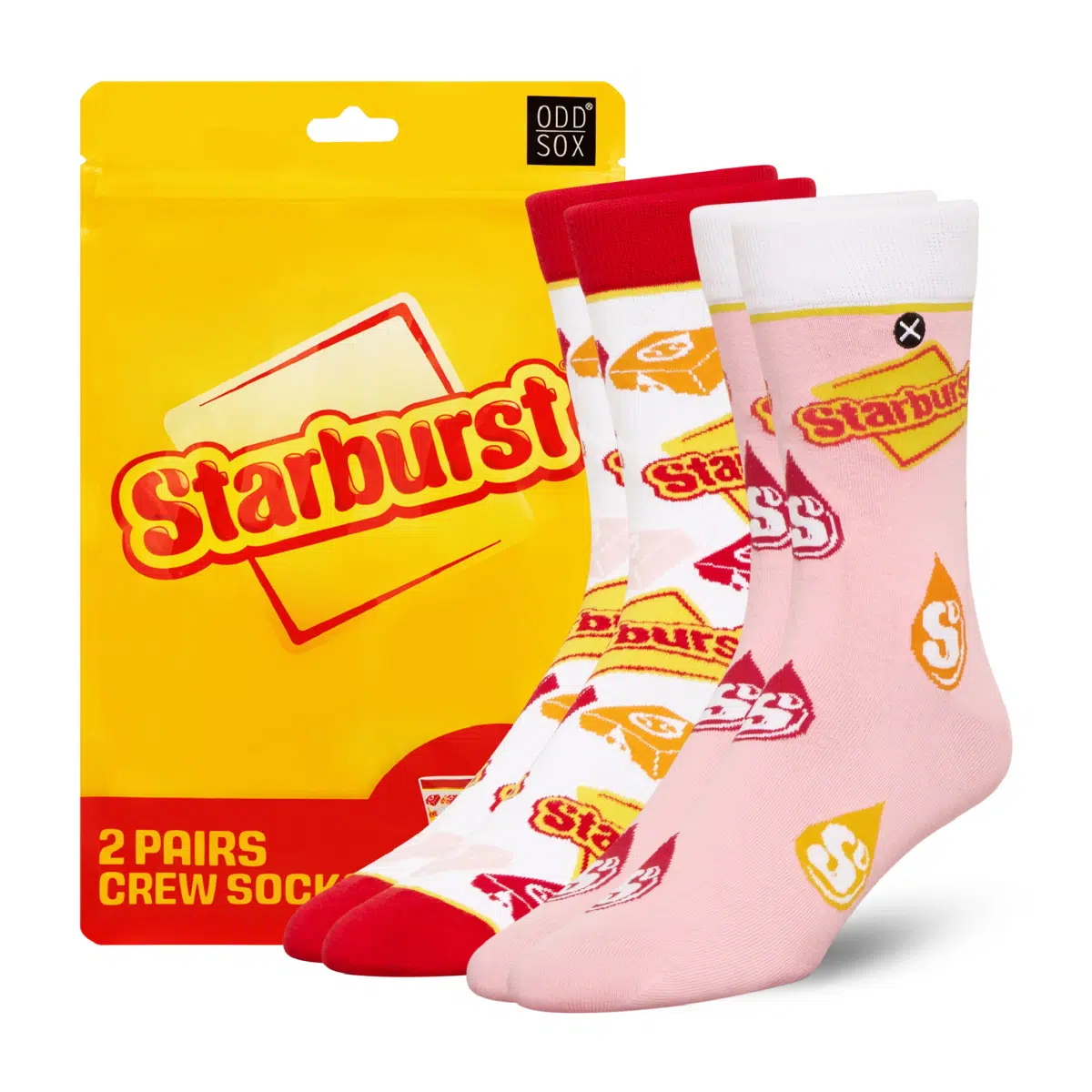 ODDMART Starburst Crew Socks 2-Pack (Size L Fits: Mens 8-12 / Womens 10-13)